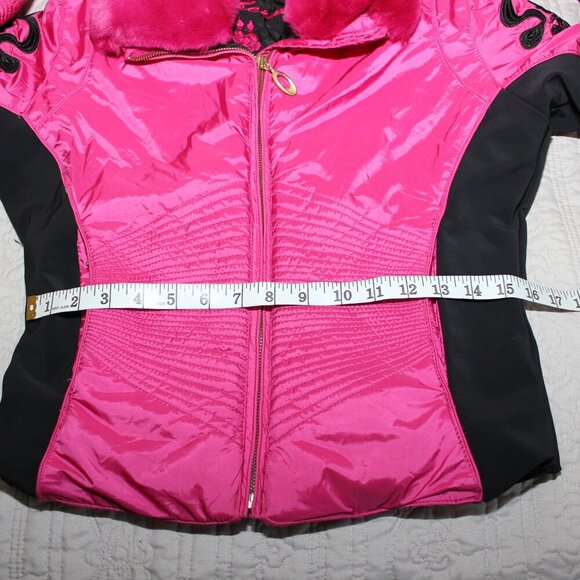 Obermeyer Womens Vintage Ski Snowboard Jacket Coat Pink Black Size 2 Embroidery - Picture 12 of 15